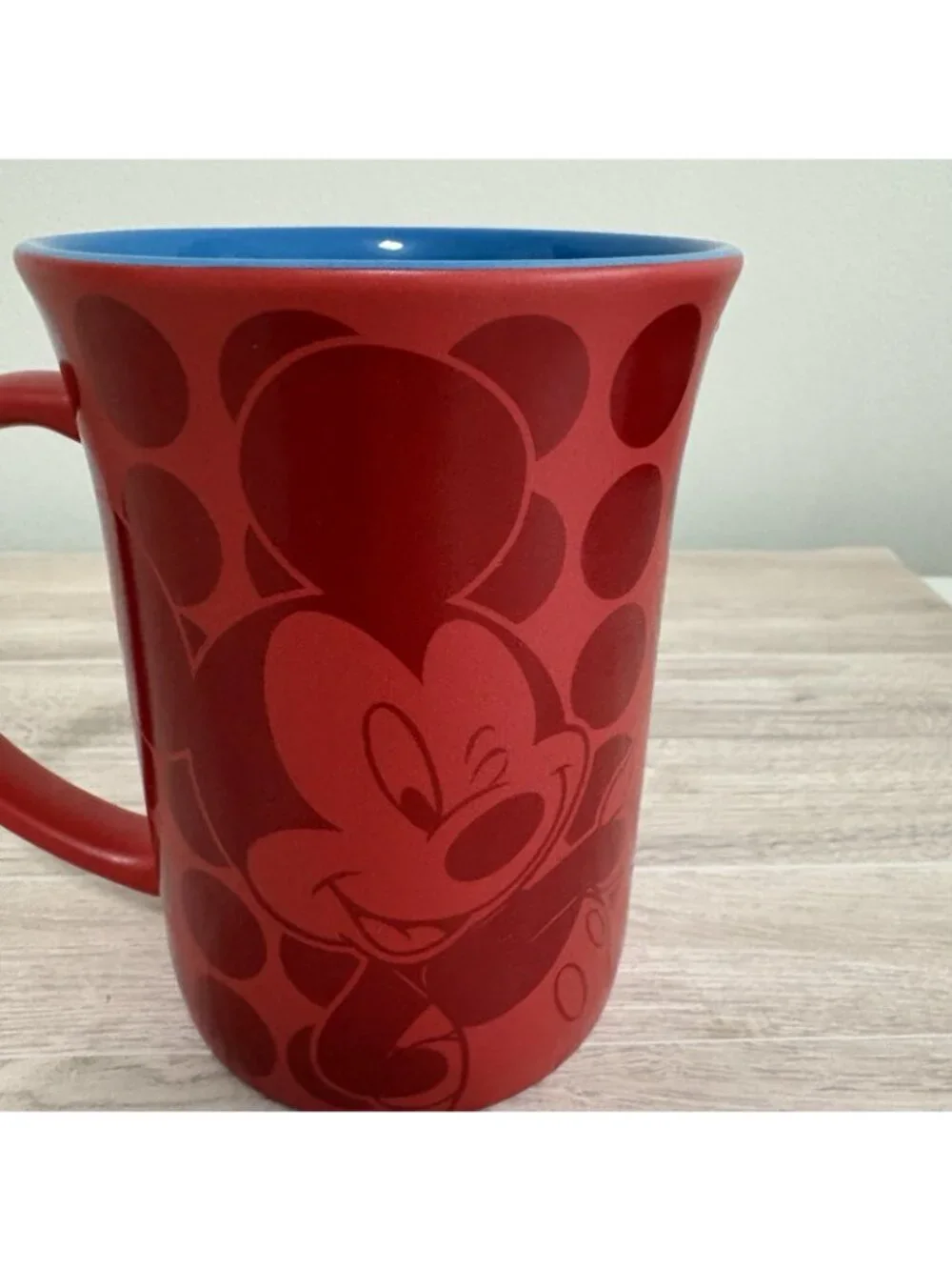 Disney Parks Mickey Mouse Red Silhouette Pattern Ceramic Coffee Mug